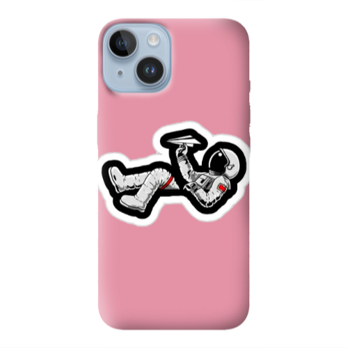 Apple iPhone 14  Astronaut flies a plane Pink Colored Silicone TPU Θήκη
