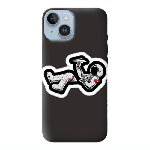 Apple iPhone 14  Astronaut flies a plane Black Colored Silicone TPU Θήκη