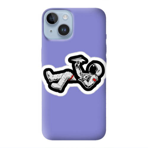 Apple iPhone 14 Plus Astronaut flies a plane Purple Colored Silicone TPU Θήκη