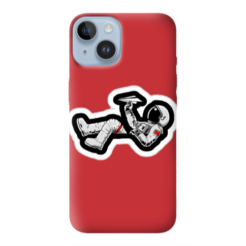 Apple iPhone 14 Plus Astronaut flies a plane Red Colored Silicone TPU Θήκη