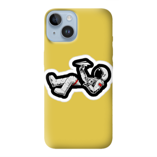 Apple iPhone 14 Plus Astronaut flies a plane Yellow Colored Silicone TPU Θήκη