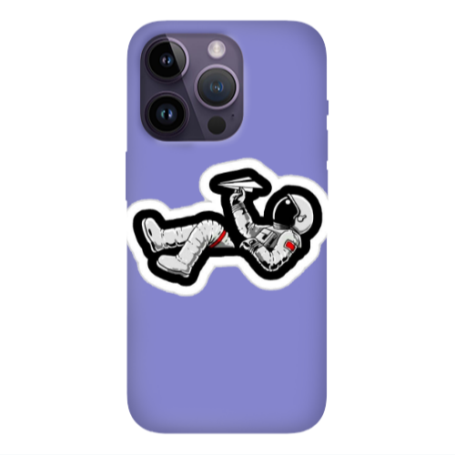 Apple iPhone 14 Pro  Astronaut flies a plane Purple Colored Silicone TPU Θήκη