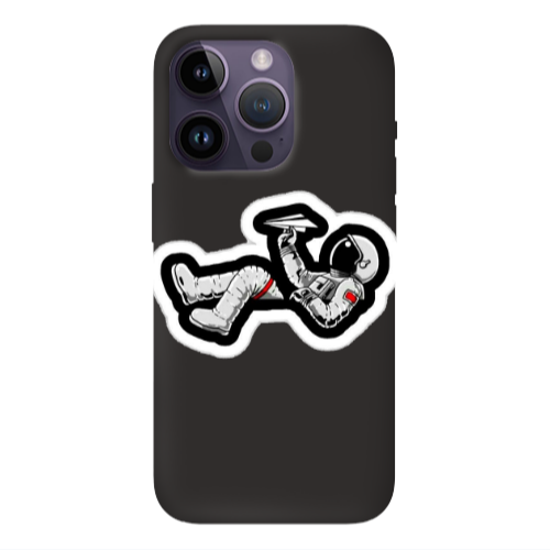 Apple iPhone 14 Pro  Astronaut flies a plane Black Colored Silicone TPU Θήκη