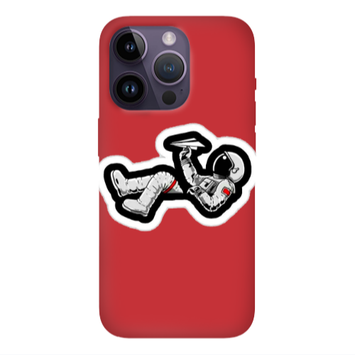 Apple iPhone 14 Pro  Astronaut flies a plane Red Colored Silicone TPU Θήκη