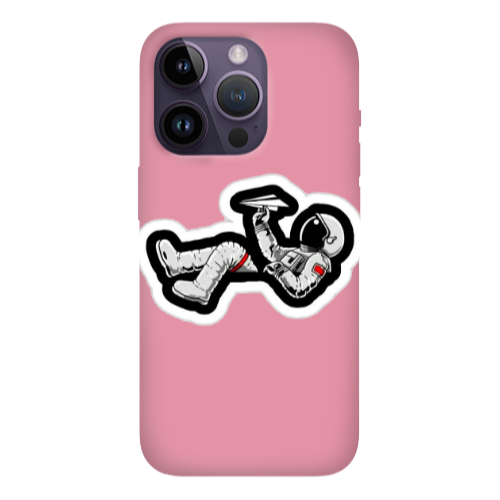 Apple iPhone 14 Pro Max Astronaut flies a plane Pink Colored Silicone TPU Θήκη