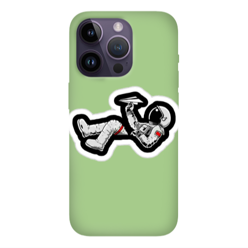 Apple iPhone 14 Pro Max Astronaut flies a plane Light Green Colored Silicone TPU Θήκη