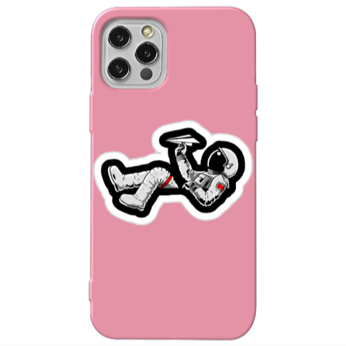 Apple iPhone 13 Pro Astronaut flies a plane Pink Colored Silicone TPU Θήκη