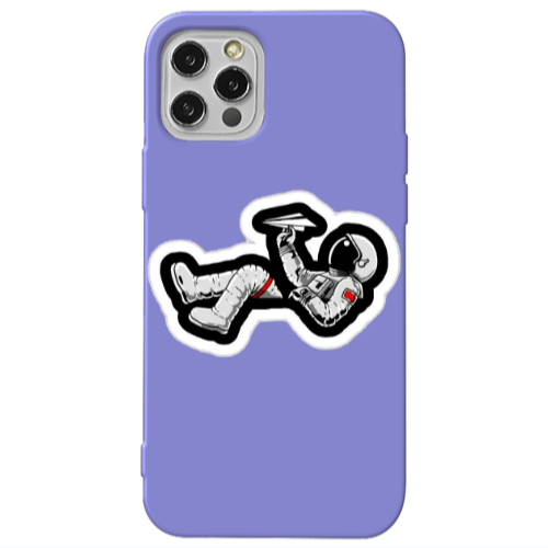 Apple iPhone 12 Pro Astronaut flies a plane Purple Colored Silicone TPU Θήκη