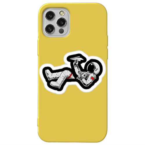 Apple iPhone 12 Pro Astronaut flies a plane Yellow Colored Silicone TPU Θήκη