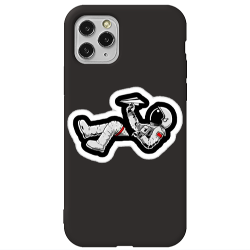Apple iPhone 11 Pro Max Astronaut flies a plane Black Colored Silicone TPU Θήκη