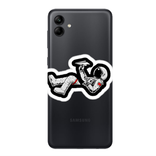 Samsung A04 Astronaut flies a plane Transparent Silicone TPU Θήκη