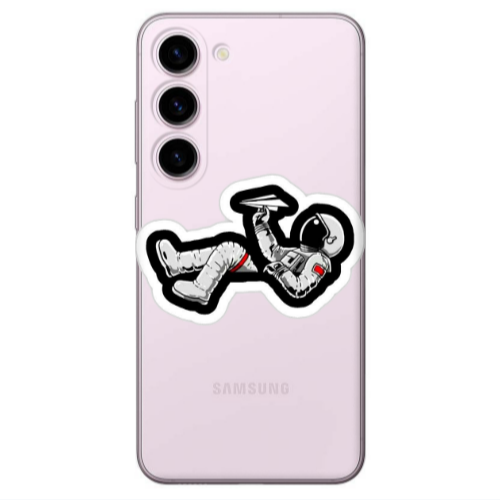 Samsung S23 Astronaut flies a plane Transparent Silicone TPU Θήκη