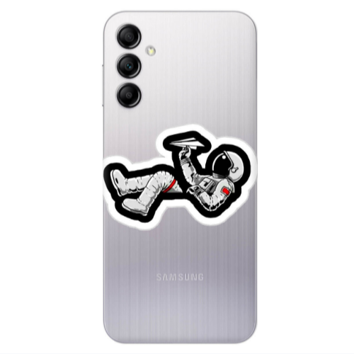 Samsung A14 5G Astronaut flies a plane Transparent Silicone TPU Θήκη