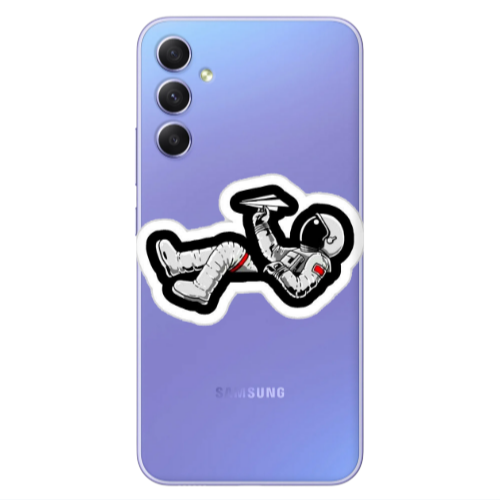 Samsung A34 Astronaut flies a plane Transparent Silicone TPU Θήκη