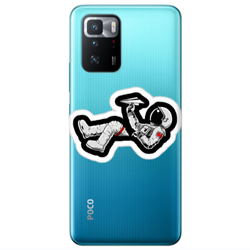 Xiaomi Poco X3 GT Astronaut flies a plane Transparent Silicone TPU Θήκη