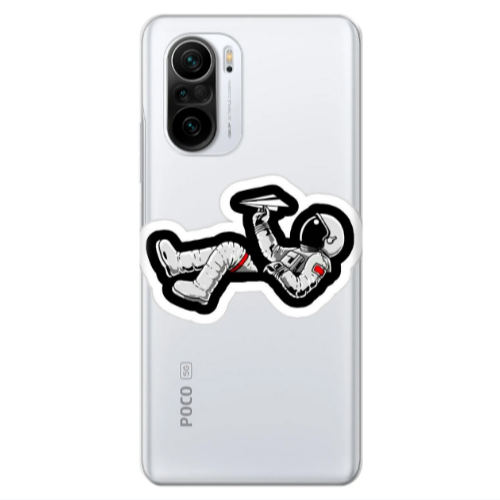 Xiaomi Poco F3 Astronaut flies a plane Transparent Silicone TPU Θήκη