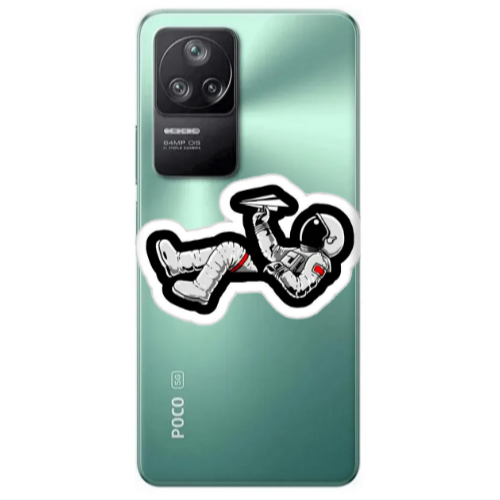 Xiaomi Poco F4 Astronaut flies a plane Transparent Silicone TPU Θήκη