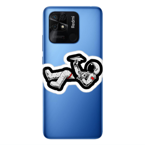 Xiaomi Poco C40 Astronaut flies a plane Transparent Silicone TPU Θήκη