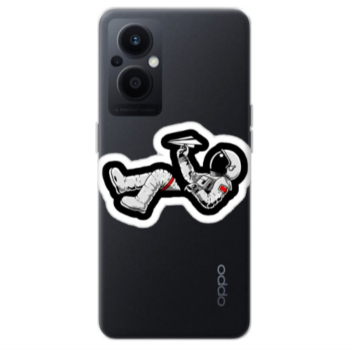 Oppo Reno 7 Lite Astronaut flies a plane Transparent Silicone TPU Θήκη