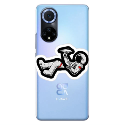 Huawei Nova 9 Astronaut flies a plane Transparent Silicone TPU Θήκη