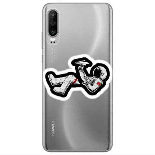 Huawei P30 Astronaut flies a plane Transparent Silicone TPU Θήκη
