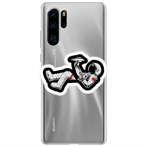 Huawei P30 Pro Astronaut flies a plane Transparent Silicone TPU Θήκη