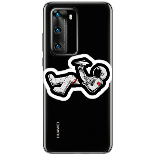 Huawei P40 Astronaut flies a plane Transparent Silicone TPU Θήκη