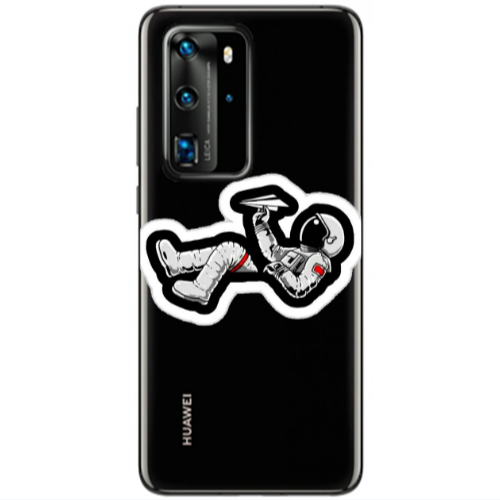 Huawei P40 Pro Astronaut flies a plane Transparent Silicone TPU Θήκη