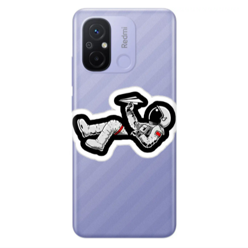Xiaomi Redmi 12C Astronaut flies a plane Transparent Silicone TPU Θήκη