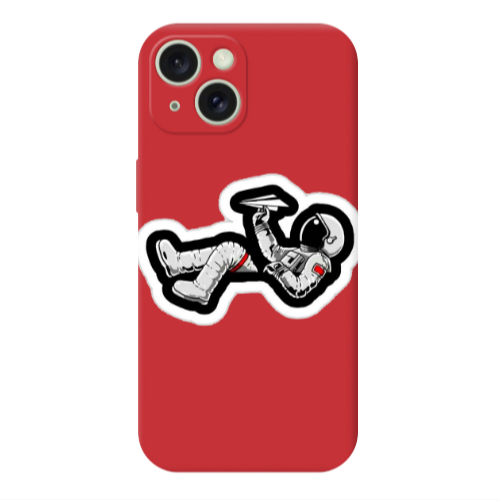 Apple iPhone 15 Astronaut flies a plane Red Colored Silicone TPU Θήκη