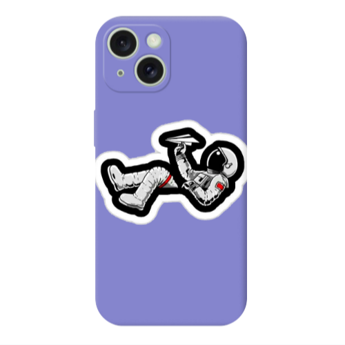Apple iPhone 15 Plus Astronaut flies a plane Purple Colored Silicone TPU Θήκη