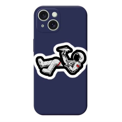 Apple iPhone 15 Plus Astronaut flies a plane Dark blue Colored Silicone TPU Θήκη