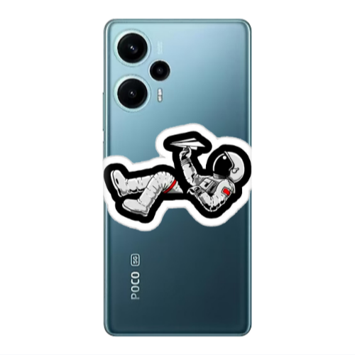 Xiaomi Poco F5 Astronaut flies a plane Transparent Silicone TPU Θήκη
