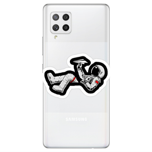 Samsung A42 5G Astronaut flies a plane Transparent Silicone TPU Θήκη