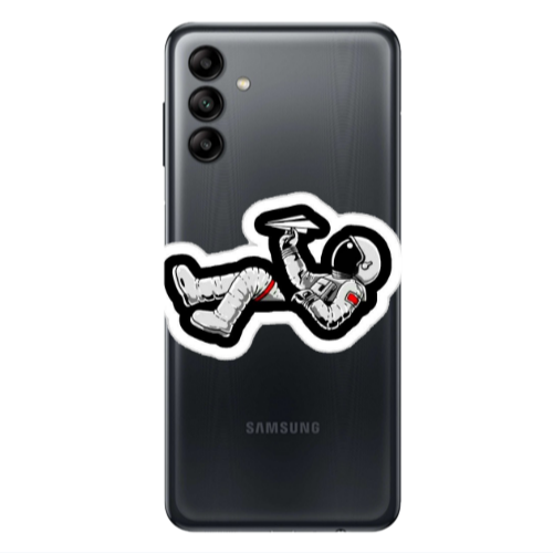Samsung A13 5G Astronaut flies a plane Transparent Silicone TPU Θήκη