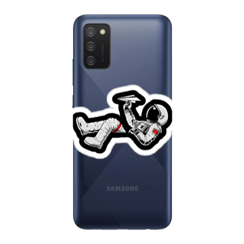 Samsung A02s Astronaut flies a plane Transparent Silicone TPU Θήκη