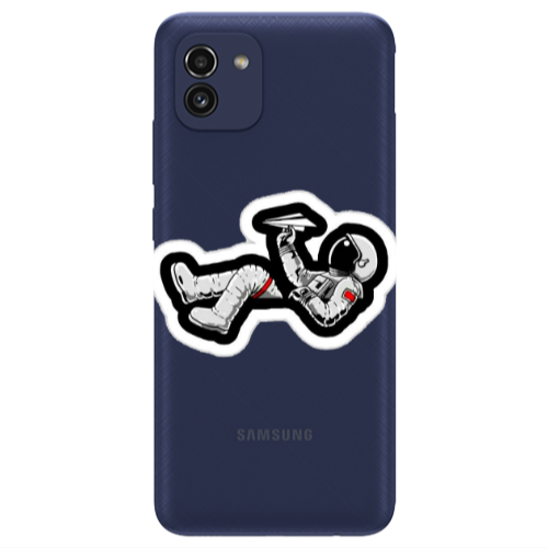Samsung A03 Astronaut flies a plane Transparent Silicone TPU Θήκη