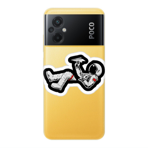 Xiaomi Poco M5 Astronaut flies a plane Transparent Silicone TPU Θήκη