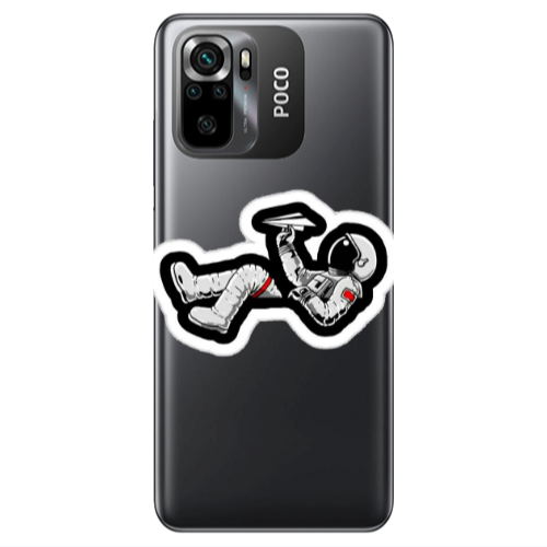 Xiaomi Poco M5 s Astronaut flies a plane Transparent Silicone TPU Θήκη