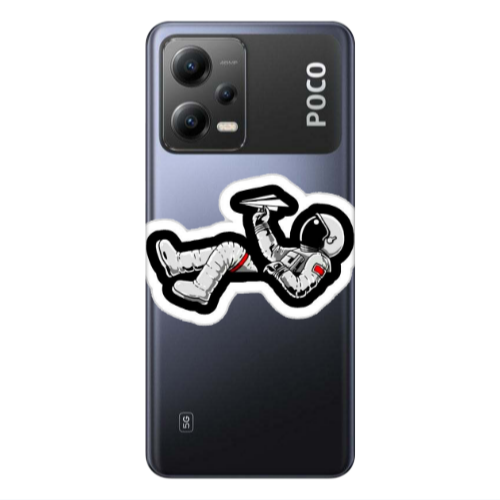 Xiaomi Poco X5 Astronaut flies a plane Transparent Silicone TPU Θήκη