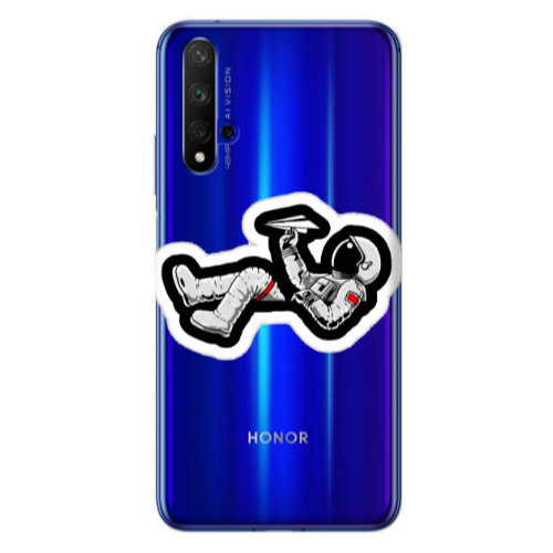 Huawei Nova 5 T Astronaut flies a plane Transparent Silicone TPU Θήκη
