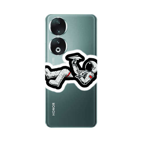 Honor 90 5G Astronaut flies a plane Transparent Silicone TPU Θήκη