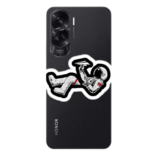 Honor 90 Lite 5G Astronaut flies a plane Transparent Silicone TPU Θήκη