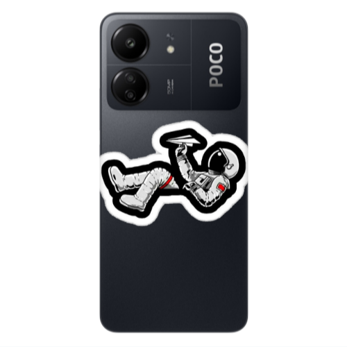 Xiaomi Poco C65 Astronaut flies a plane Transparent Silicone TPU Θήκη