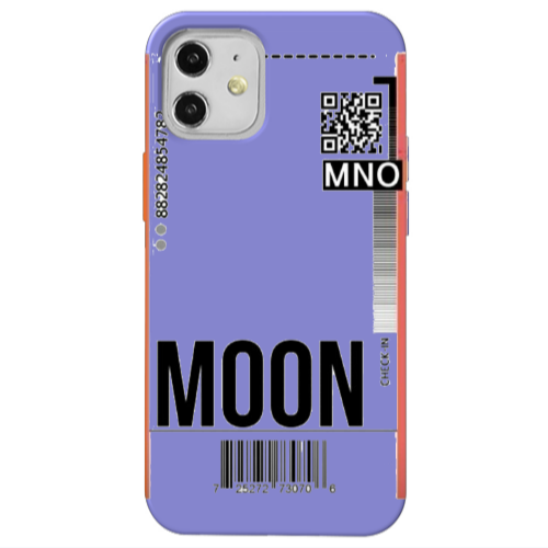 Apple iPhone 12 A ticket to the moon Purple Colored Silicone TPU Θήκη