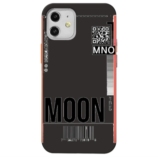 Apple iPhone 12 A ticket to the moon Black Colored Silicone TPU Θήκη