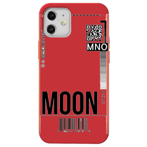Apple iPhone 12 A ticket to the moon Red Colored Silicone TPU Θήκη