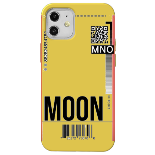 Apple iPhone 12 A ticket to the moon Yellow Colored Silicone TPU Θήκη