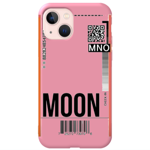Apple iPhone 13 A ticket to the moon Pink Colored Silicone TPU Θήκη