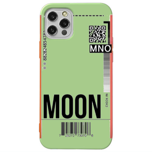 Apple iPhone 12 Pro A ticket to the moon Light Green Colored Silicone TPU Θήκη